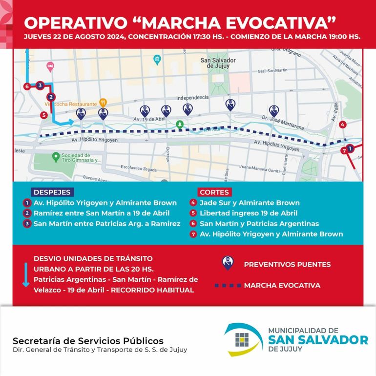 Así será el operativo de tránsito por la Marcha Evocativa y desfile del