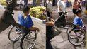 no tiene piernas y sus brazos estaban cansados, su perro se paro en dos patas y lo guio no tiene piernas y sus brazos estaban cansados, su perro se paro en dos patas y lo guio