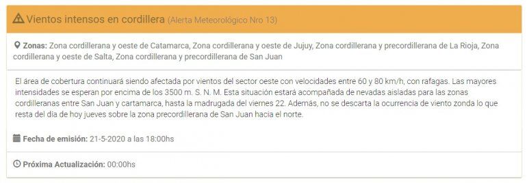 SMN - Alerta meteorol&oacute;gico