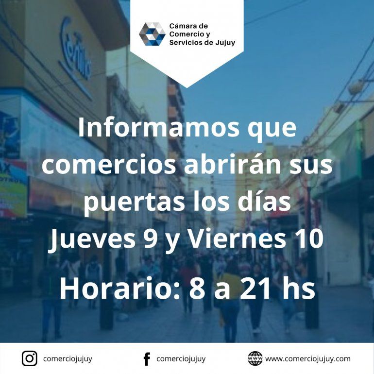 Los comercios abrirán de 8 a
