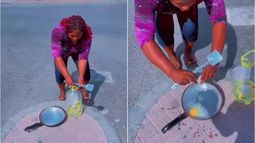 Una mujer en Dubai cocino al sol unos huevos y fue viral en Tik Tok.
