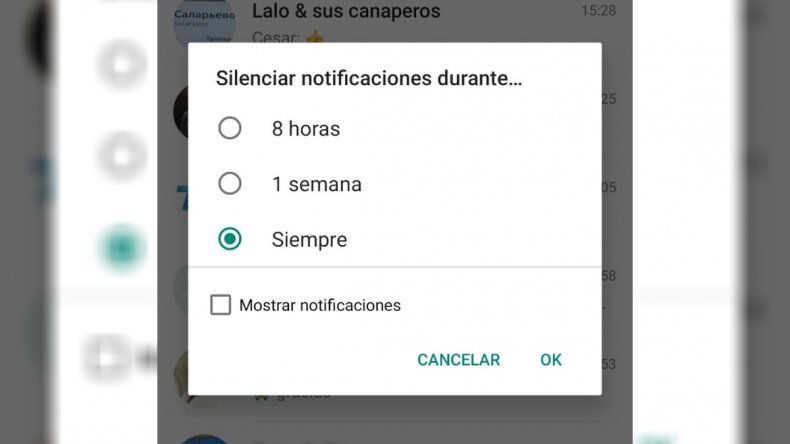WhatsApp permite cancelar para siempre las notificaciones de los grupos