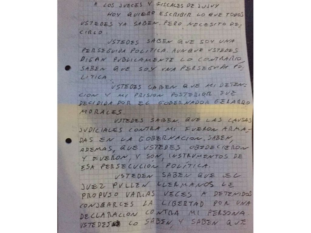 Carta Milagro Sala