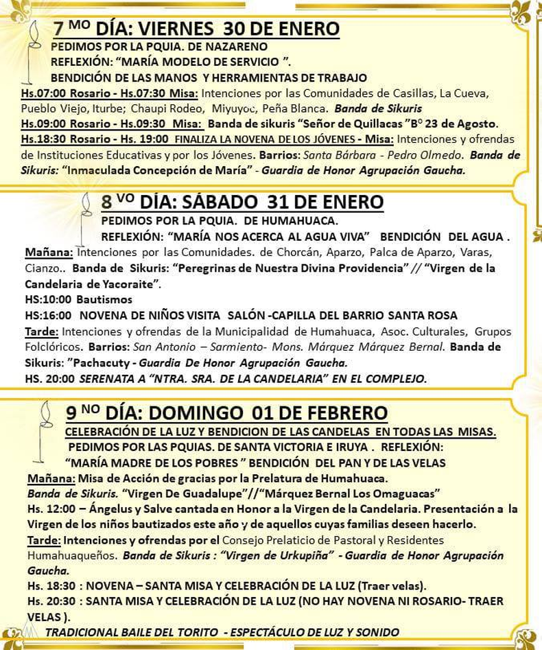 Novena de la Virgen de la Candelaria.