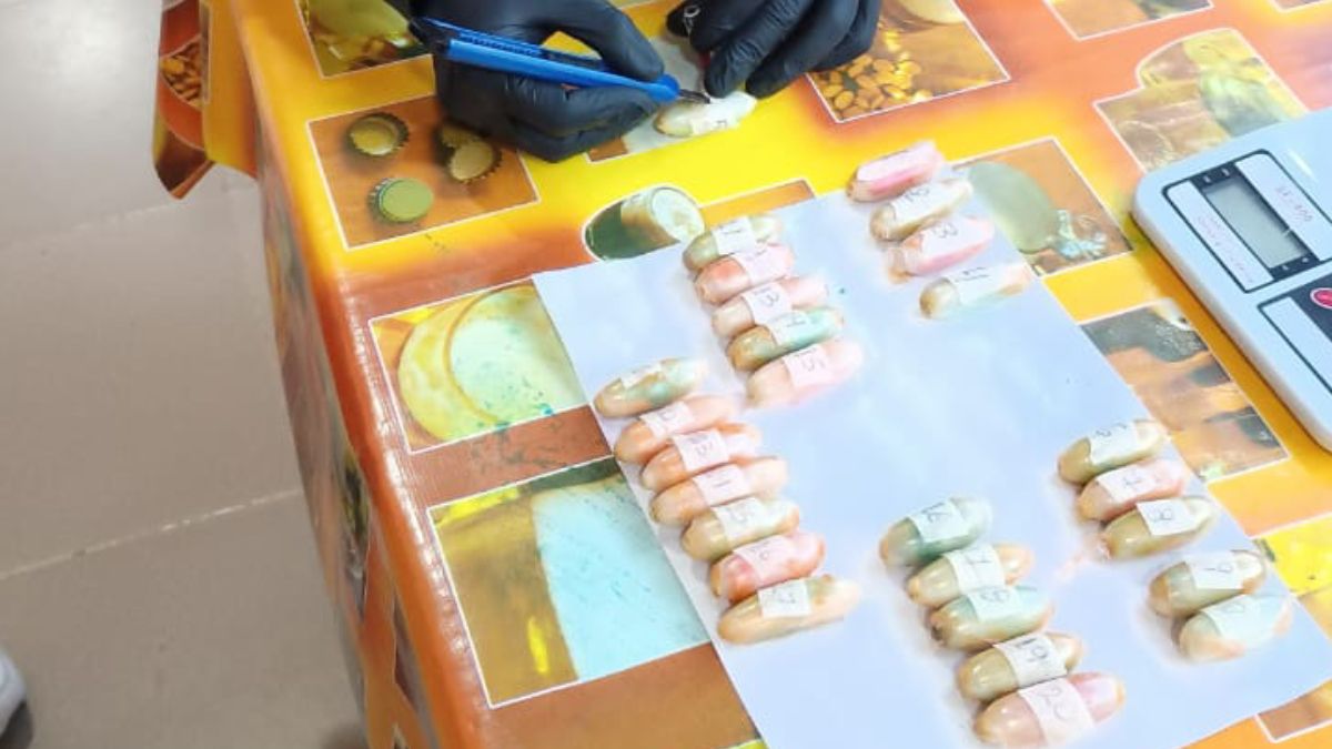 Volcán: 6 detenidospor haber ingerido más de 400 cápsulas con cocaína (Fotos Gendarmería)