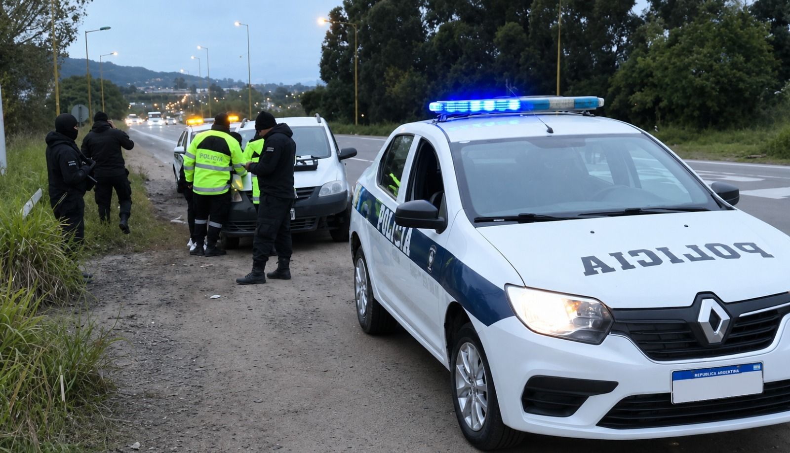 Auto en contramano por Ruta 66.
