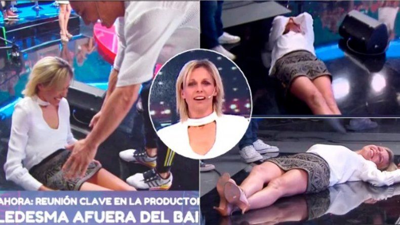 Denise Dumas se dió un golpazo en pleno programa en vivo. Mirá el video