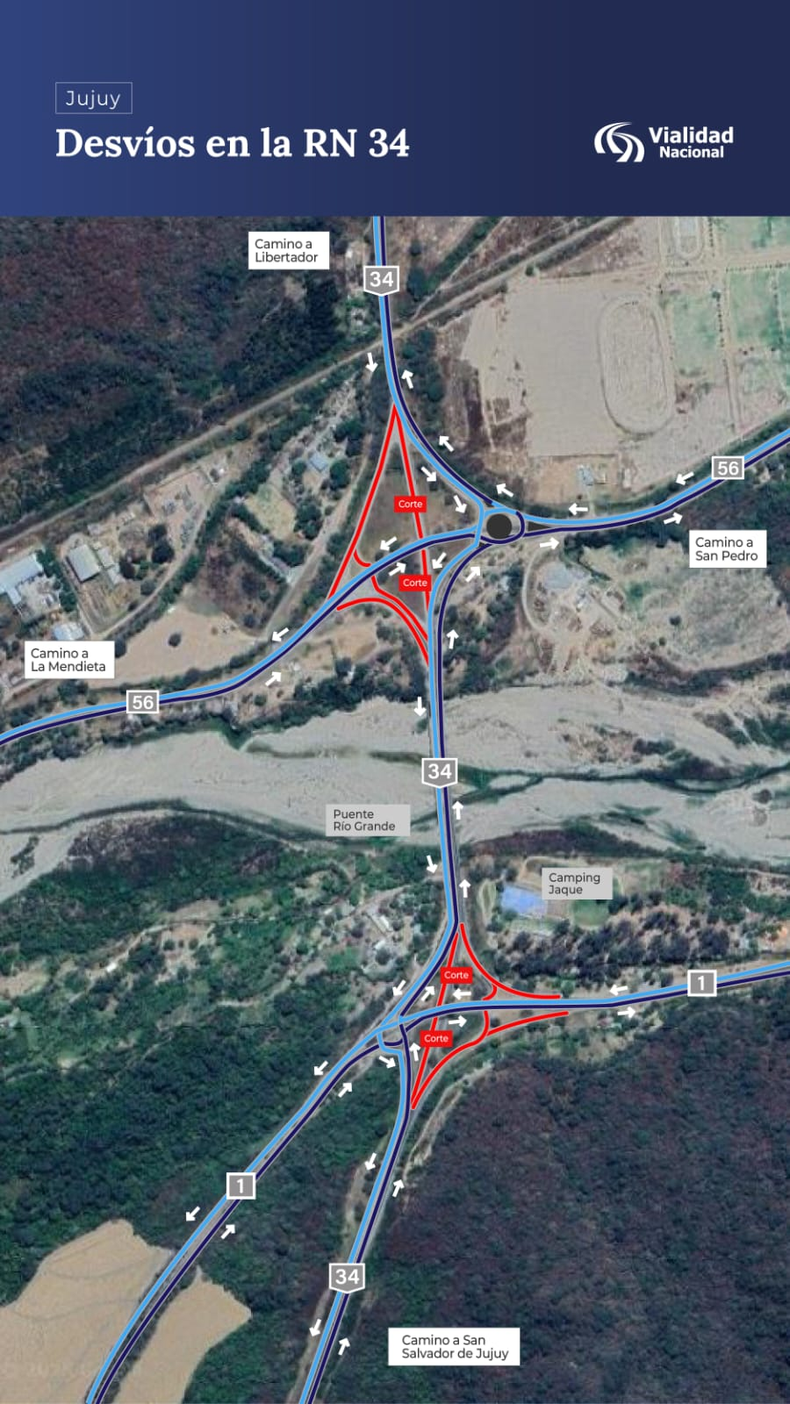 Cortes por obras en la rutas nacional 34 Tramo 1188 al 1190 de la RN 34