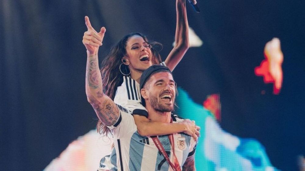 Rodrigo de Paul subió al escenario en el show de Tini.&nbsp;