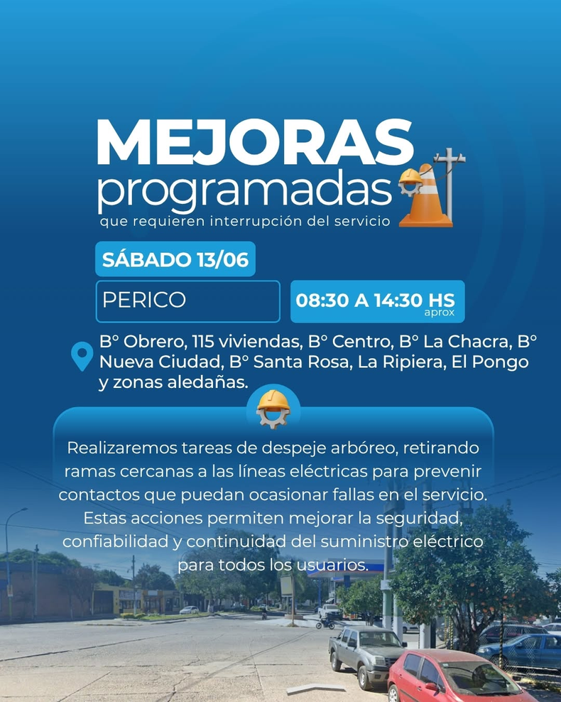 Perico tendrá interrupción de energía por trabajos de EJESA