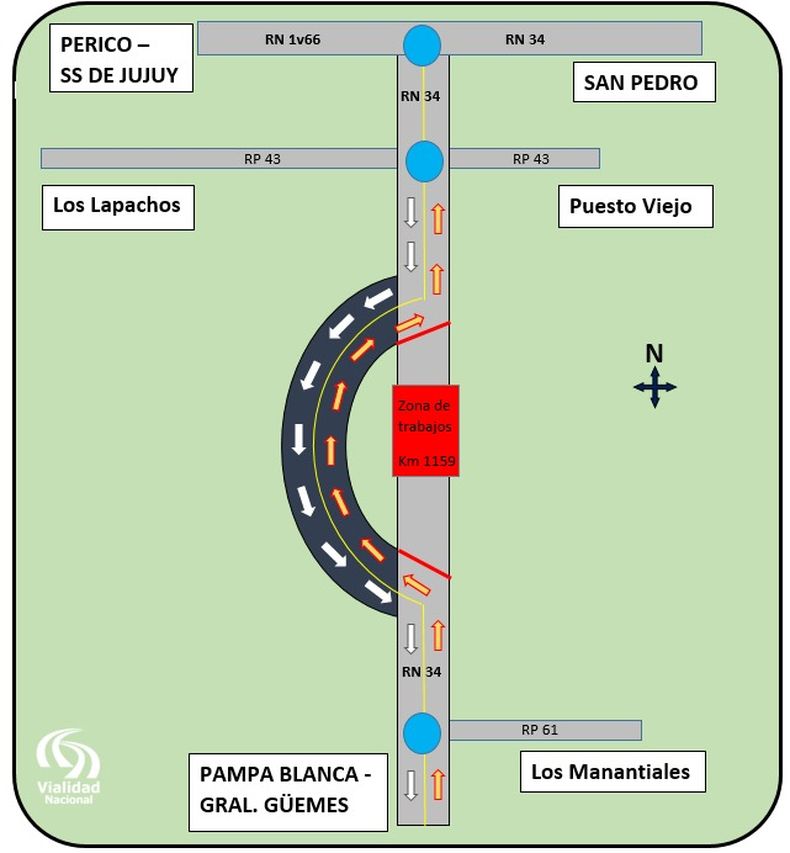 Desvío vehicular en la Ruta 34 por obras de duplicación de calzada