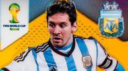 La carta récord trata de una representación de Messi con la camiseta argentina, ambientada con la temática de Brasil 2014.