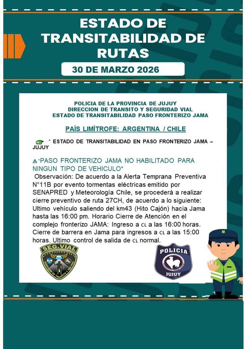 Cierre del Paso de Jama. Cierre del Paso de Jama.