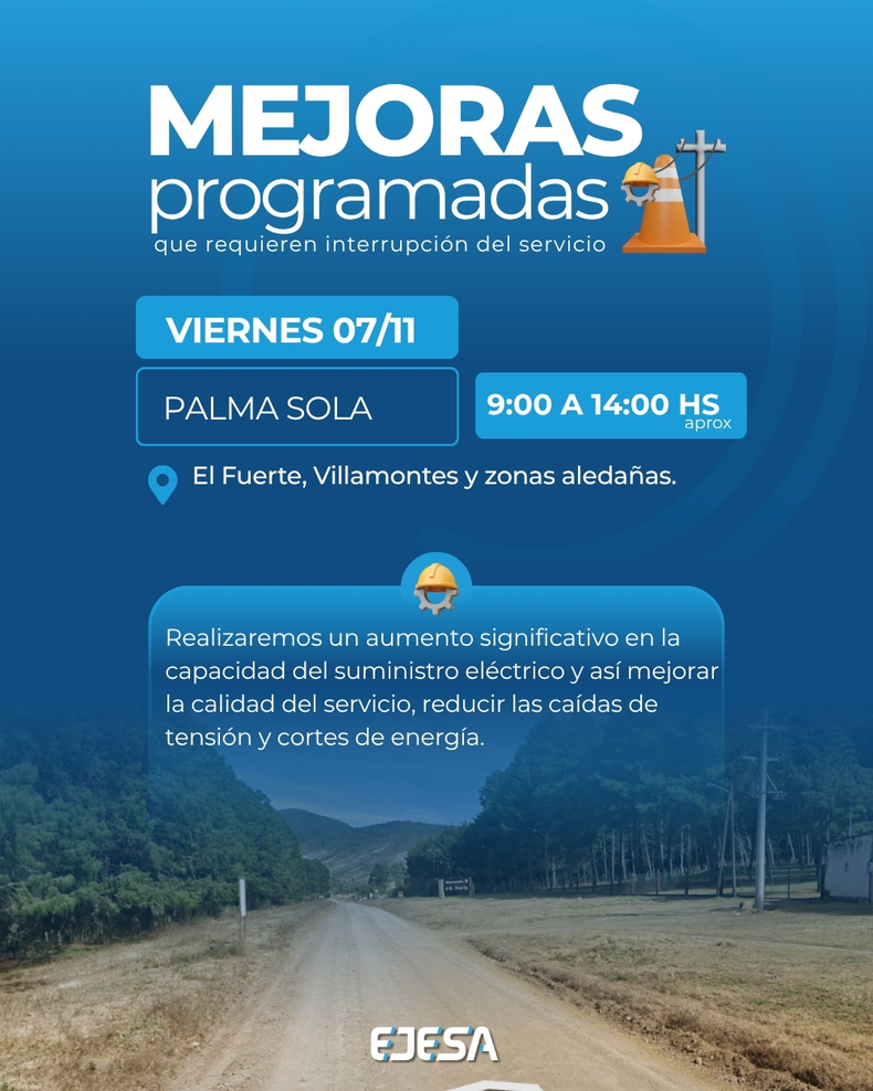 Interrupción del servicio de luz por mejoras programadas Interrupción del servicio de luz por mejoras programadas
