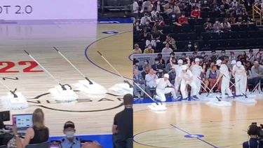 Furor en Japón por los trapeadores automáticos en partido de la NBA.&nbsp;