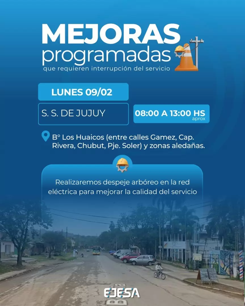 Interrupción programada de energía en San Salvador de Jujuy