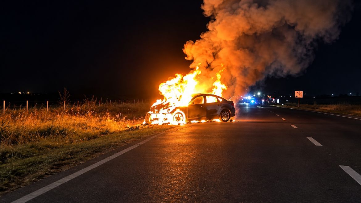 Auto incendiado en ruta 34