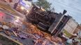 Un camión chocó y volcó en Santo Domingo
