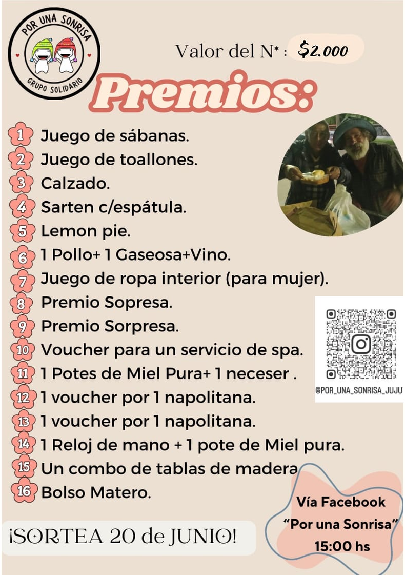 Rifa solidaria para personas en situación de calle de Jujuy. Rifa solidaria para personas en situación de calle de Jujuy.