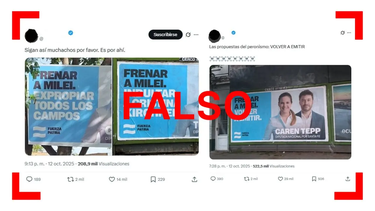 Son falsas estas fotos de carteles de la candidata santafesina de Fuerza Patria: los textos fueron editados