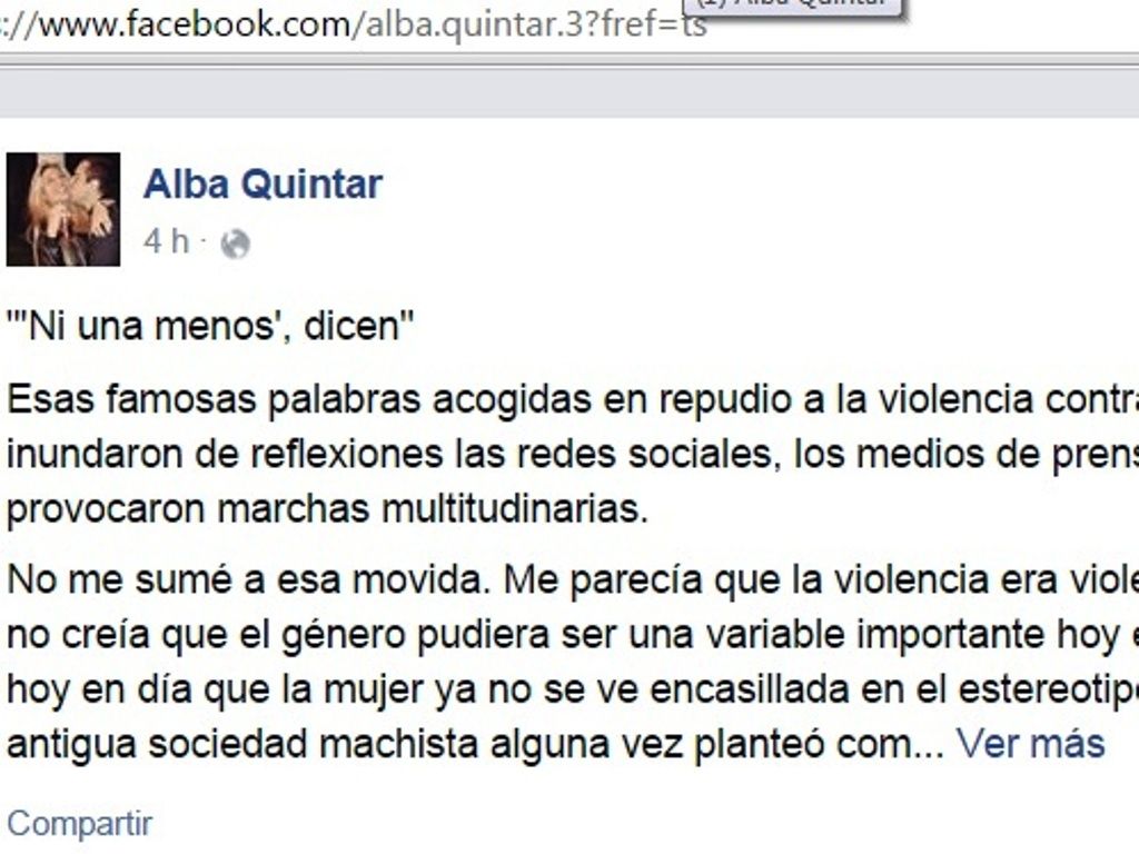 Facebook de la denunciante