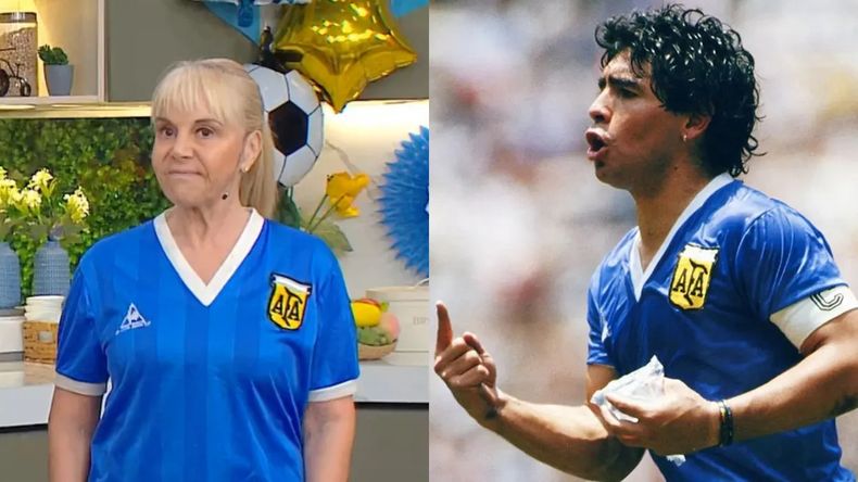 Claudia Villafañe contó detalles desconocidos de la camiseta que Maradona usó contra Inglaterra en el Mundial 86.