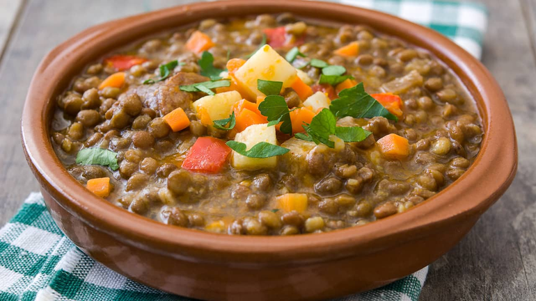 Guiso de lentejas.