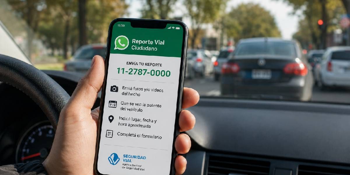 Lanzaron un sistema para denunciar conductores irresponsables por WhatsApp (Foto generada con IA) Lanzaron un sistema para denunciar conductores irresponsables por WhatsApp (Foto generada con IA)