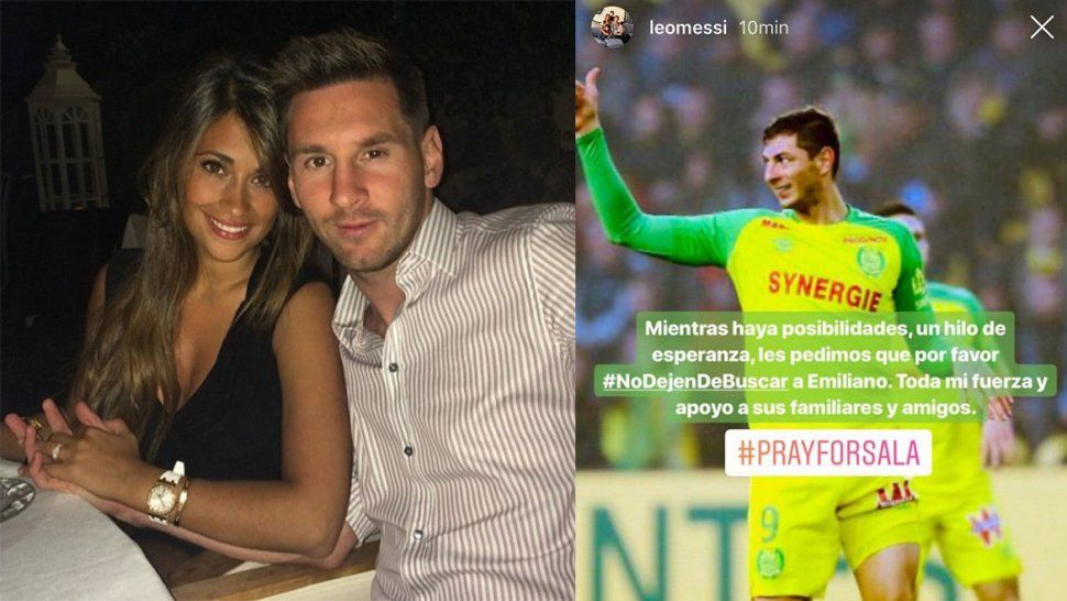 Messi y Antonela también se sumaron al pedido para que no dejen de buscar a Sala