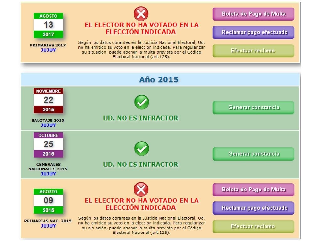 Página de infractores