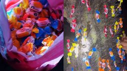 Una familia dejó caramelos en el camino a Punta Corral.