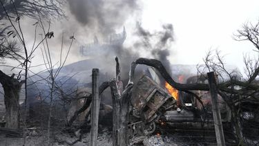 Sistemas de radar dañados en una instalación militar ucraniana a las afueras de la ciudad de Mariupol.