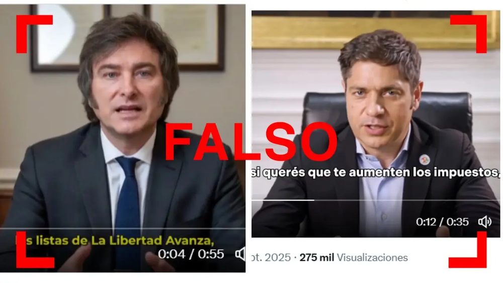 Circulan en X 2 spot de campaña donde supuestamente tanto el presidente de la Nación como el gobernador de la provincia de Buenos Aires hablan en contra de su propio gobierno.