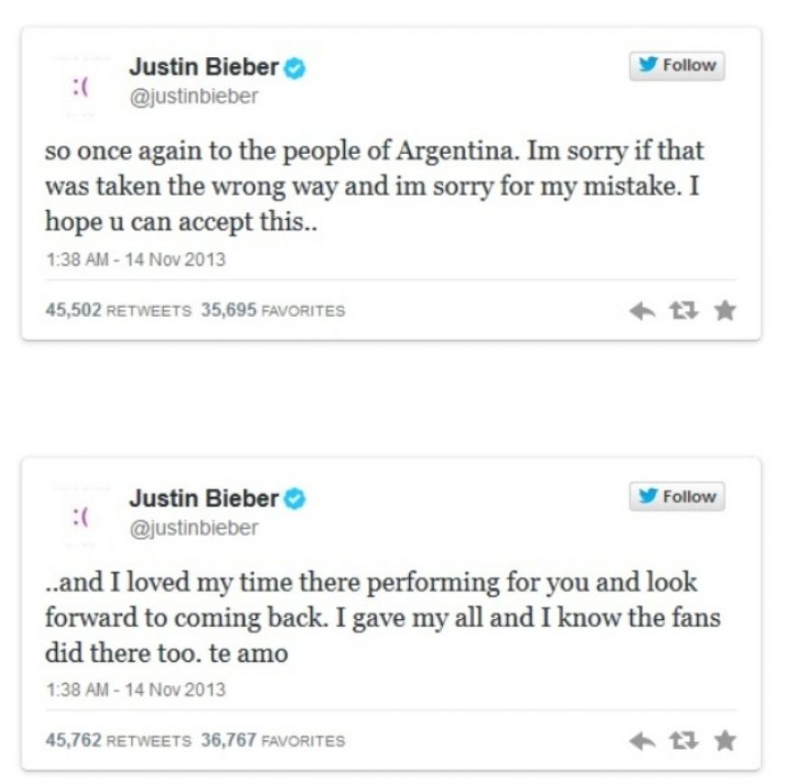 Tweets de Justin Bieber