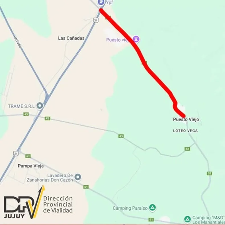 Ruta Nacional Nº 34&nbsp;y la ciudad de Puesto Viejo