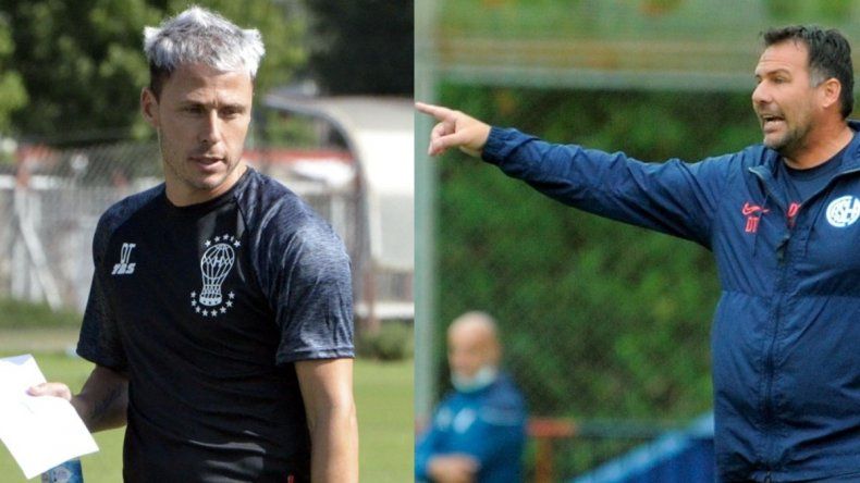 Los entrenadores del clasico San loranzo (Dabove) y Huracan (Damonte). /Foto: Télam