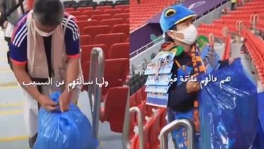 Japoneses limpiaron el estadio después del partido y son virales.&nbsp;