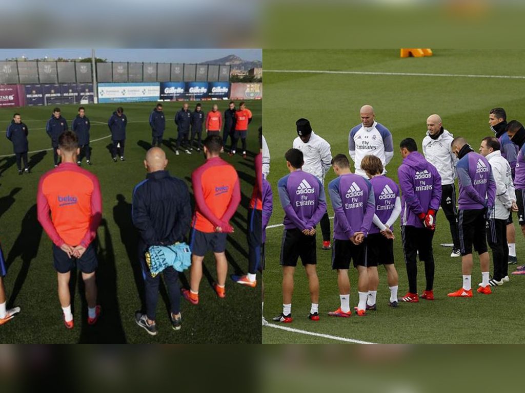 Minuto de silencio del Barcelona y Real