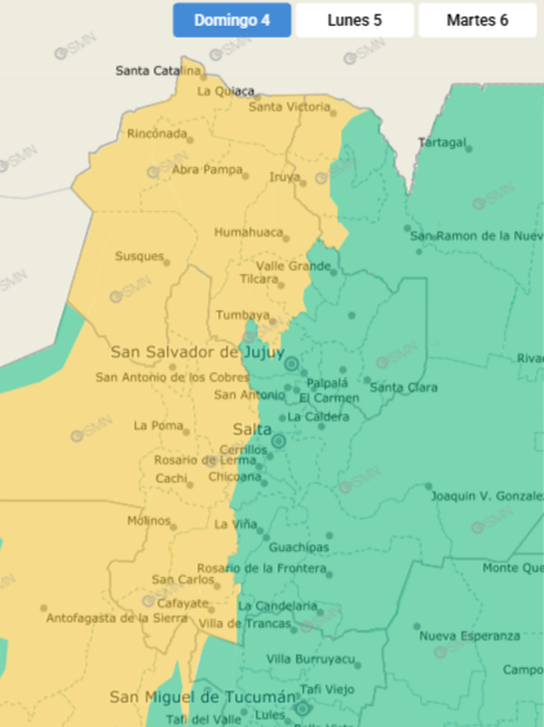 Alerta amarilla por tormentas
