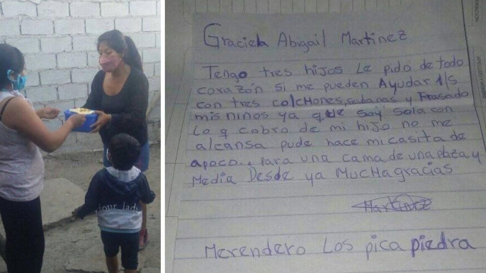 Merendero Picapiedra (foto ilustrativa) y la carta realizaba por la mamá de los niños.