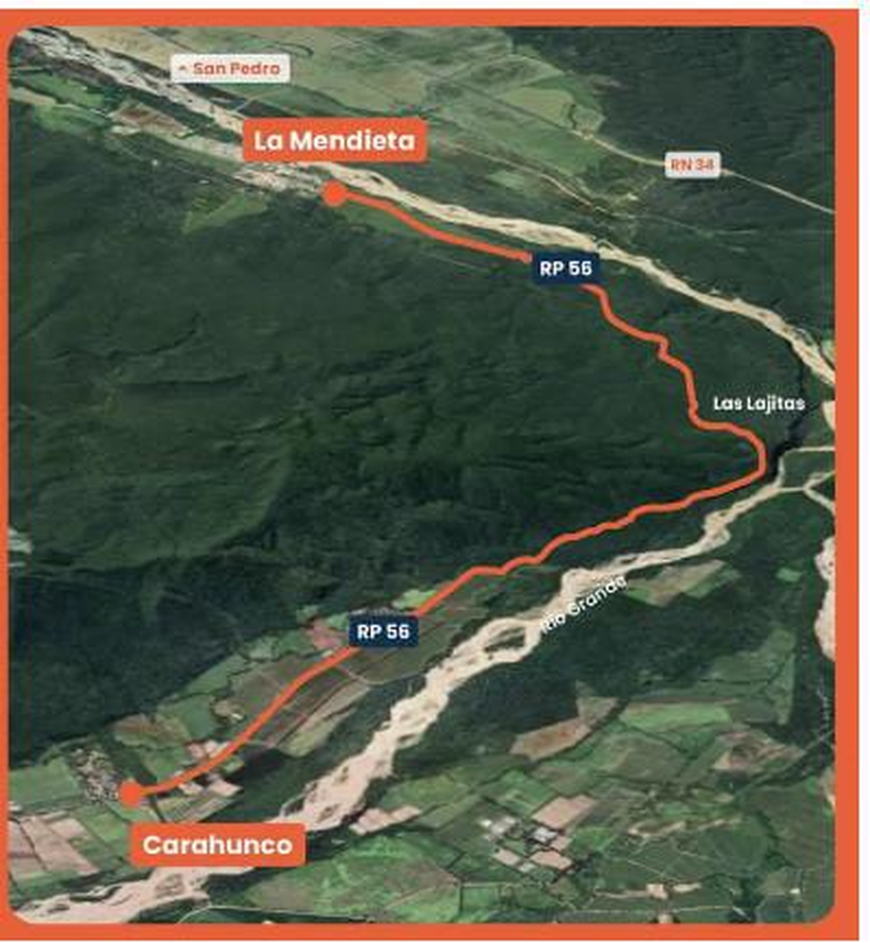En tramo RM 56 km &nbsp;entre Carahunco &nbsp;La Mendieta