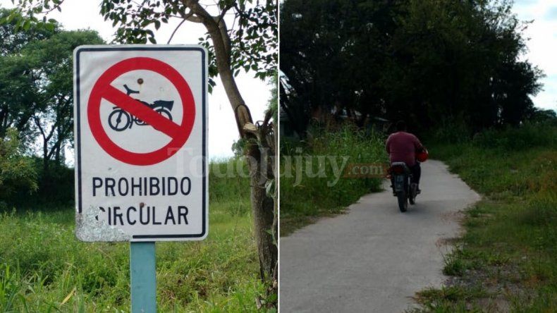 Vecinos hartos de las motos que circulan por la ciclovía a pesar de los carteles de prohibido