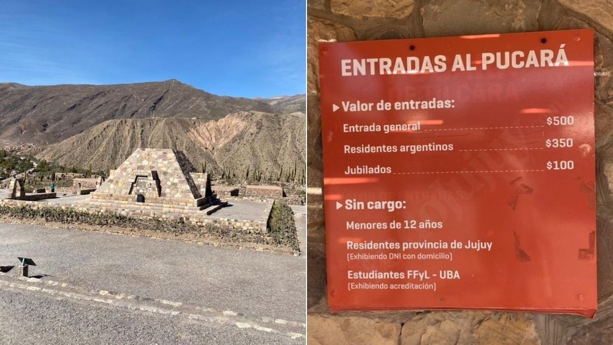 Precios de ingreso al Pucará de Tilcara.