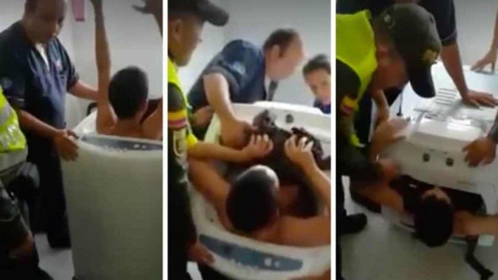 Un adolescente quedó atrapado en el lavarropas y el rescate no fue nada facil