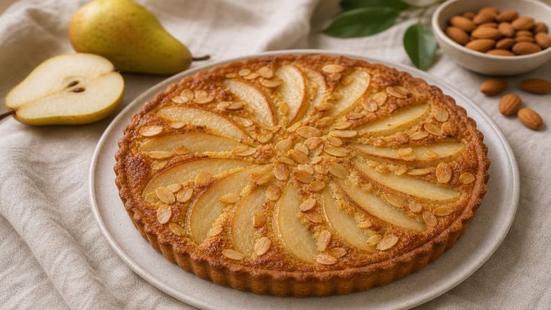 Tarta de pera y almendras: una receta ideal para recibir visitas por la tarde.