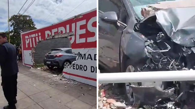 Un auto derribóuna pared y se incrustó en el club Tiro y Gimnasia de San Pedro de Jujuy