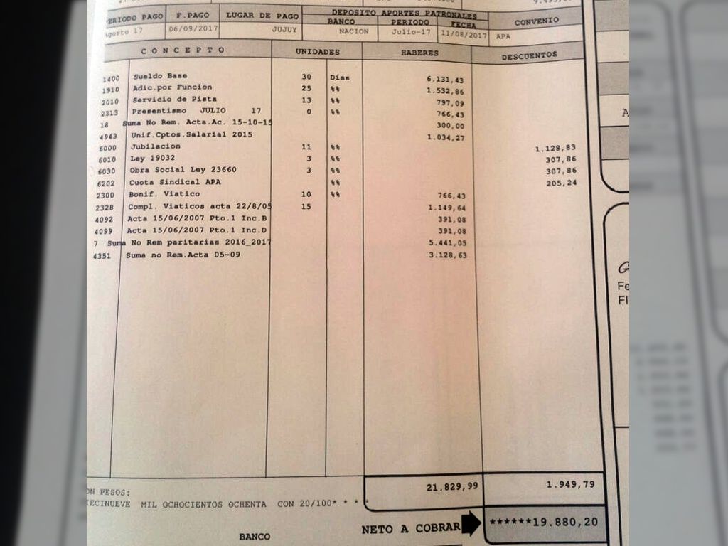 Recibos de sueldo en Jujuy