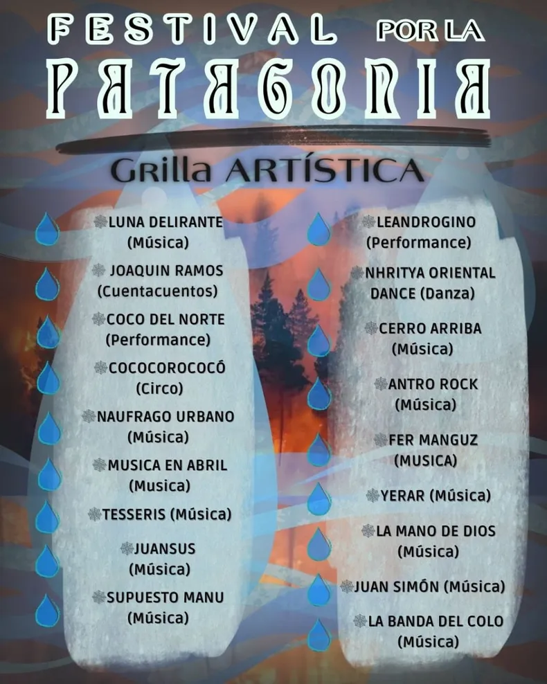 Festival por los incendios en Chubut.