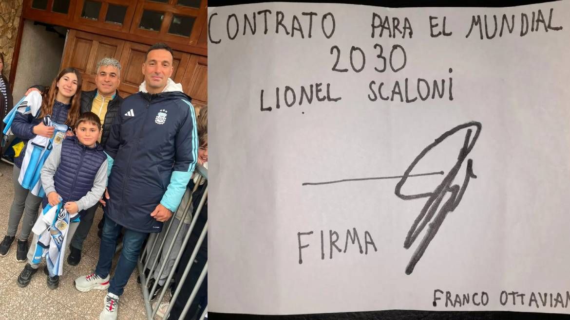 Lionel Scaloni firmó con un nene un contrato hasta 2030
