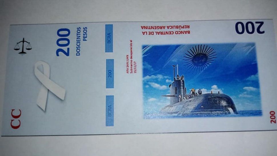 Alumnos de cuarto año diseñaron un billete de $200 en homenaje al ARA San Juan     